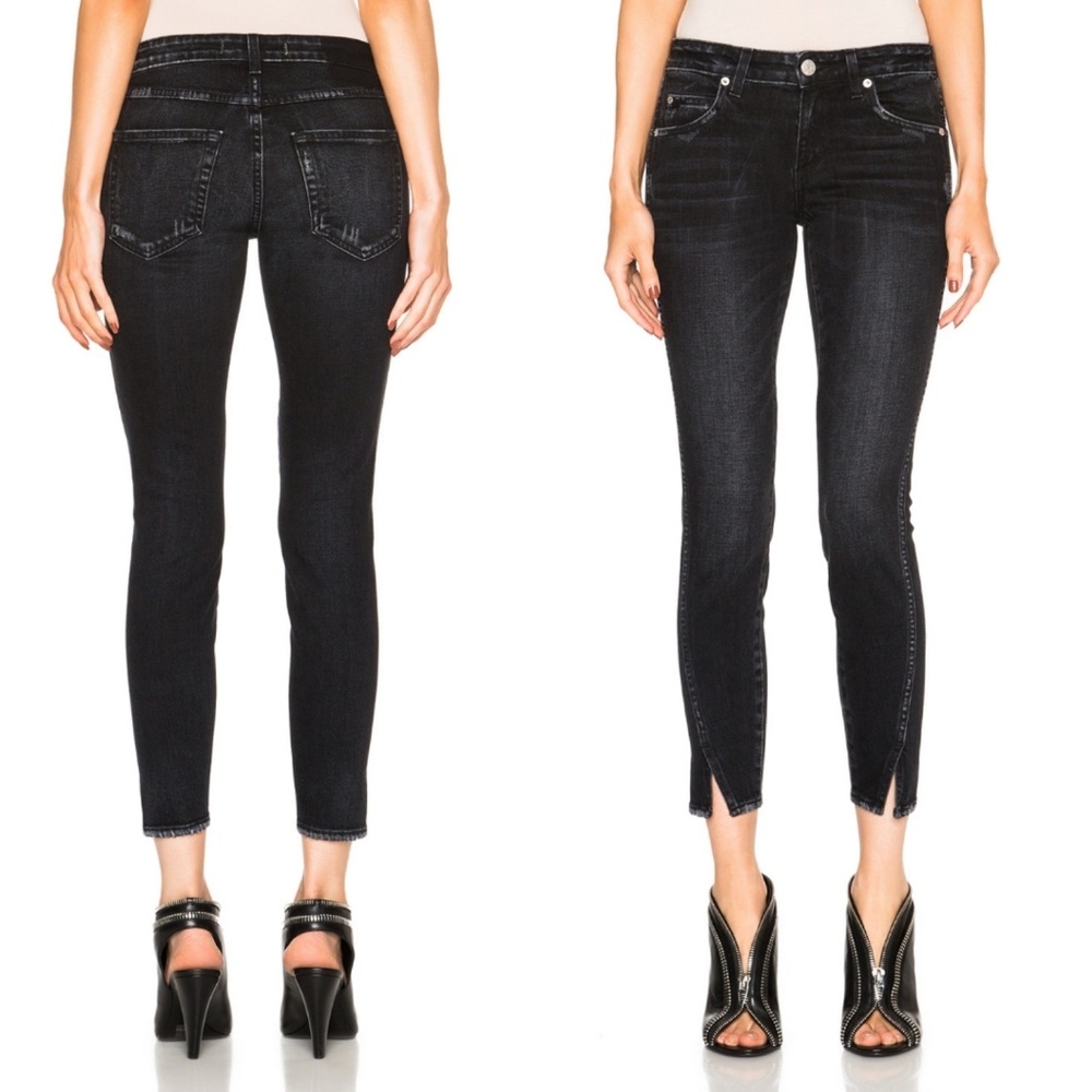 AMO Twist ink ankle cropped black denim 29